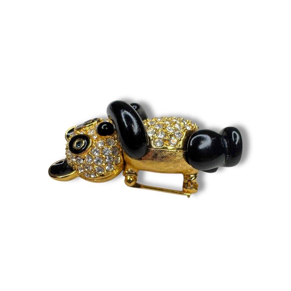 Joan Rivers Pavé Crystal Black Enamel Panda Brooch Articulated - Picture 6 of 8